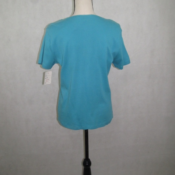 JM Collection Top Size M Turquoise Short Sleeve - Picture 7 of 7